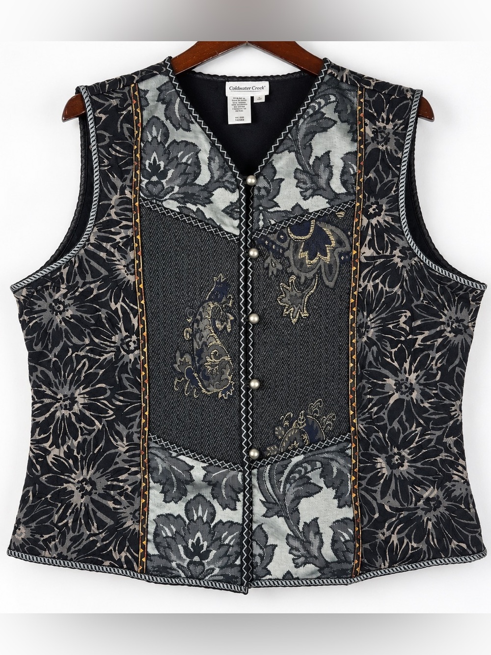 Vintage Y2K Coldwater Creek Patchwork Tapestry Vest XL